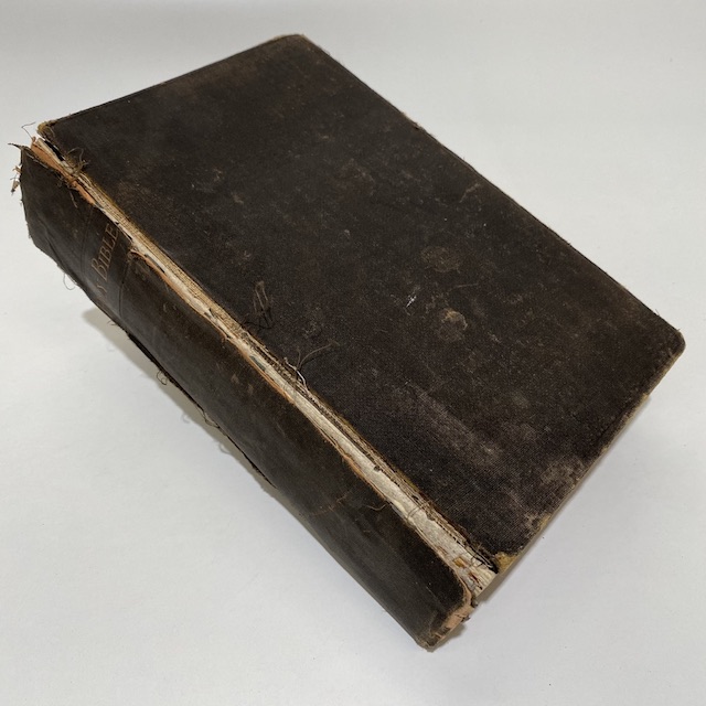 BOOK, Bible - Aged Brown Hard Cover